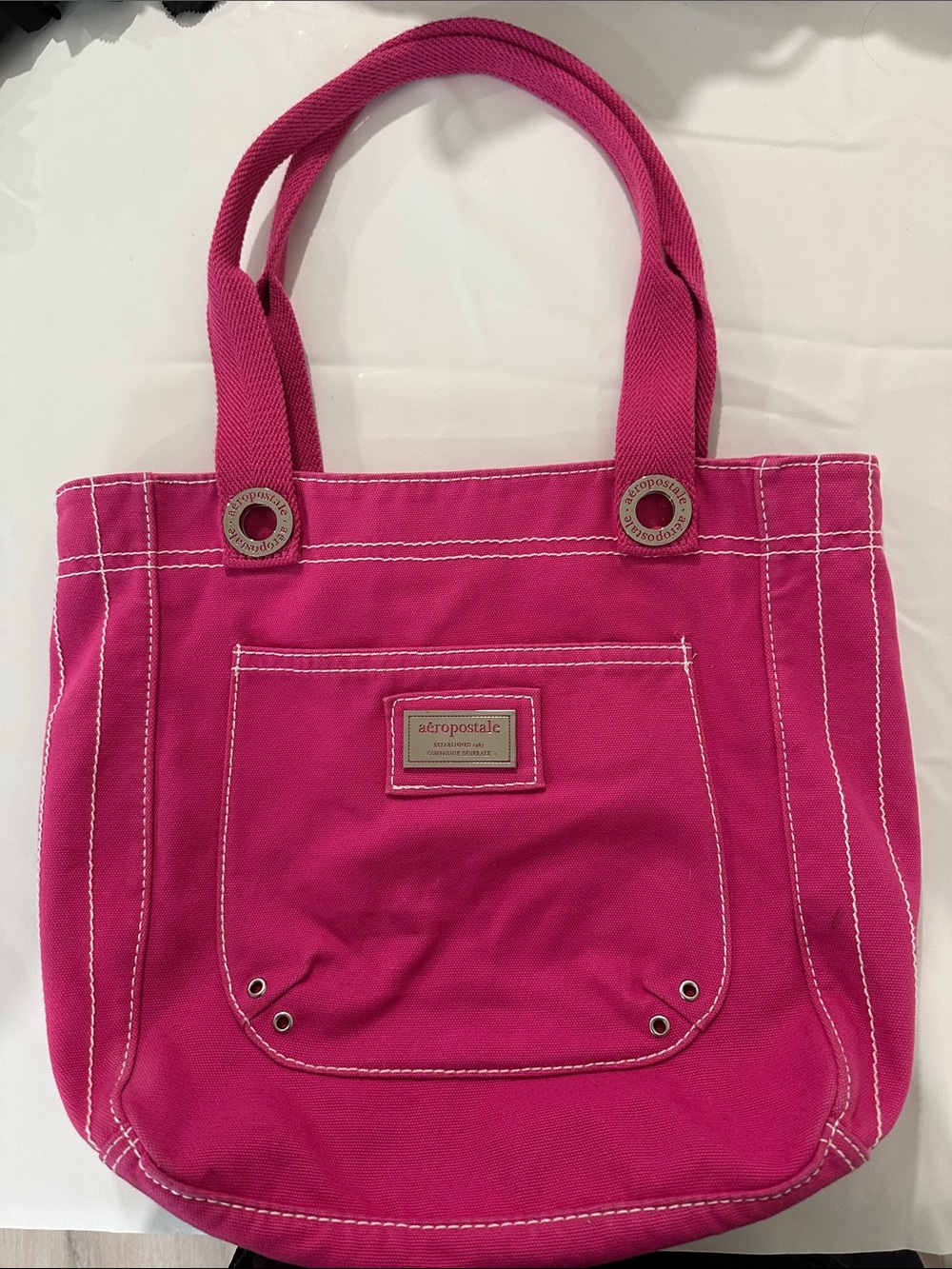 Y2K Aeropostale Hot Pink Tote Bag Canvas 1987 2000s Aero purse 100% cotton